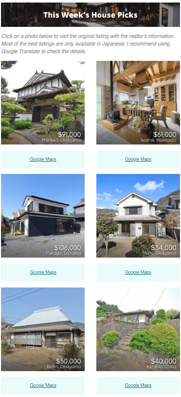 Cheap Houses in Japan Newsletter Preview