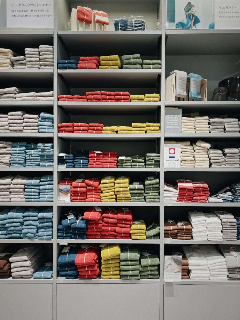 Imabari towel wall at Standard Products by Daiso home store